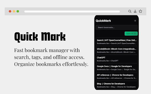 QuickMark  from Chrome web store to be run with OffiDocs Chromium online