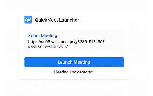 QuickMeet Launcher  from Chrome web store to be run with OffiDocs Chromium online