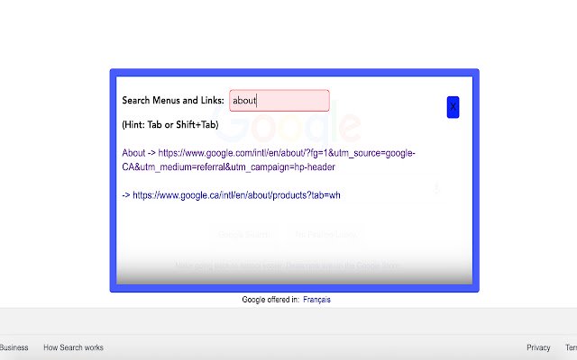 Quick Menu Search  from Chrome web store to be run with OffiDocs Chromium online