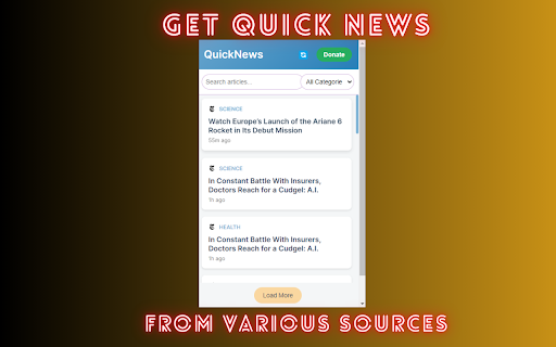 QuickNews  from Chrome web store to be run with OffiDocs Chromium online