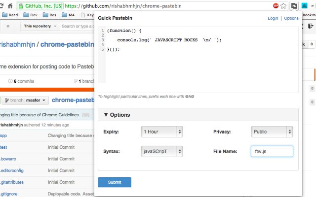Quick Pastebin aus dem Chrome-Webshop zur Ausführung mit OffiDocs Chromium online
