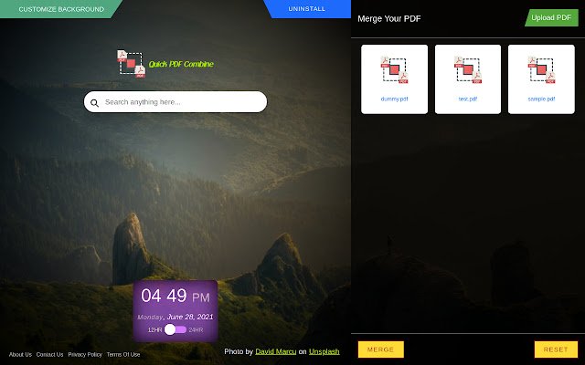 Quick PDF Combine Extension  from Chrome web store to be run with OffiDocs Chromium online