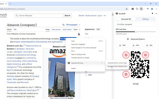 QuickQR  from Chrome web store to be run with OffiDocs Chromium online