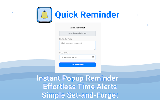 Quick Reminder from Chrome web store to be run with OffiDocs Chromium online Quick Reminder from Chrome web store to be run with OffiDocs Chromium online