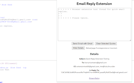 QuickReply  from Chrome web store to be run with OffiDocs Chromium online