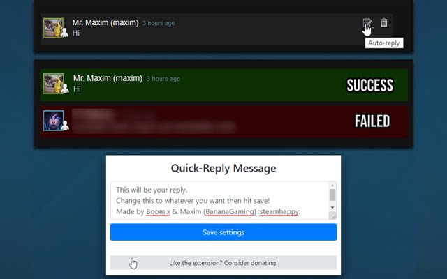Quick Reply Steam Comments  from Chrome web store to be run with OffiDocs Chromium online