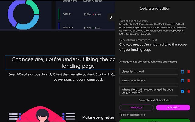 Quicksand mula sa Chrome web store na tatakbo sa OffiDocs Chromium online