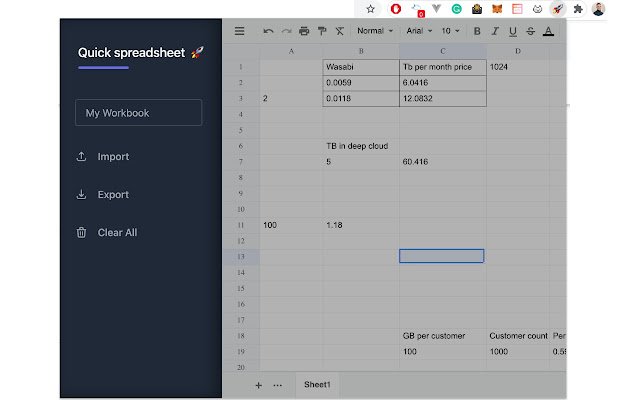 สเปรดชีตด่วนจาก Chrome เว็บสโตร์ที่จะเรียกใช้ด้วย OffiDocs Chromium ทางออนไลน์