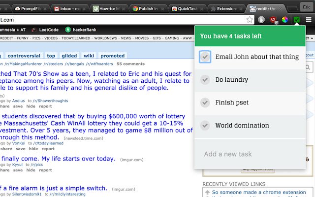 QuickTask  from Chrome web store to be run with OffiDocs Chromium online