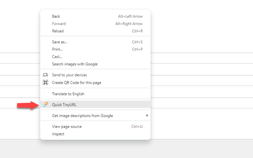 Quick TinyURL  from Chrome web store to be run with OffiDocs Chromium online