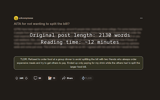 Quick TLDRs for Reddit  from Chrome web store to be run with OffiDocs Chromium online
