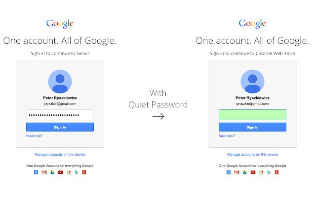 来自 Chrome 网上商店的 Quiet Password 将与 OffiDocs Chromium 在线一起运行