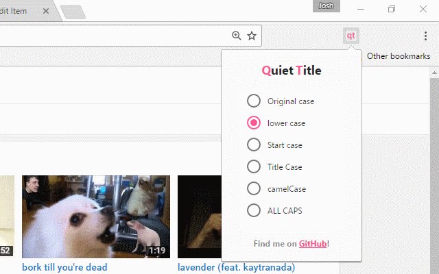 Quiet Title จาก Chrome เว็บสโตร์ที่จะรันด้วย OffiDocs Chromium ออนไลน์