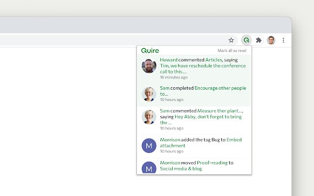 Quire  from Chrome web store to be run with OffiDocs Chromium online