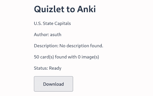 Quizlet to Anki  from Chrome web store to be run with OffiDocs Chromium online