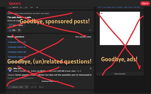 Quora Fixer  from Chrome web store to be run with OffiDocs Chromium online