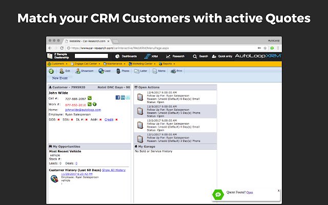 Quote CRM Helper  from Chrome web store to be run with OffiDocs Chromium online