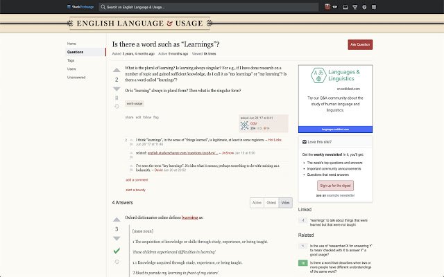 Ang "Learnings" ay hindi isang salita mula sa Chrome web store na tatakbo sa OffiDocs Chromium online