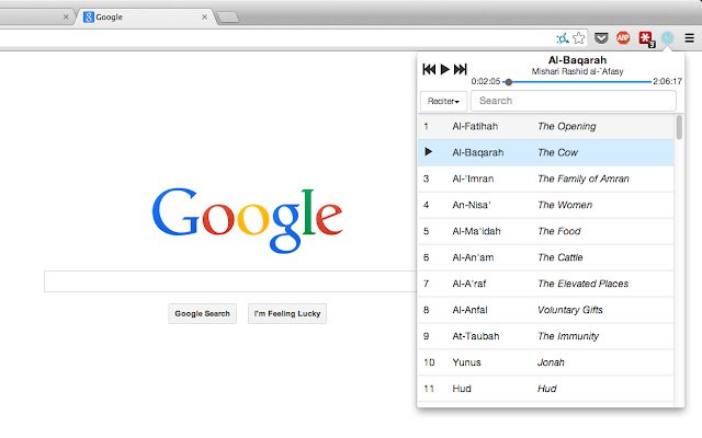 مشغل القرآن الكريم من متجر Chrome الإلكتروني ليتم تشغيله باستخدام OffiDocs Chromium عبر الإنترنت