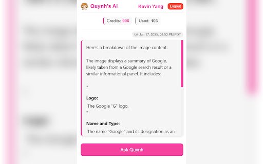 Quynhs AI  from Chrome web store to be run with OffiDocs Chromium online