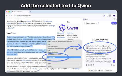 Qwen  from Chrome web store to be run with OffiDocs Chromium online