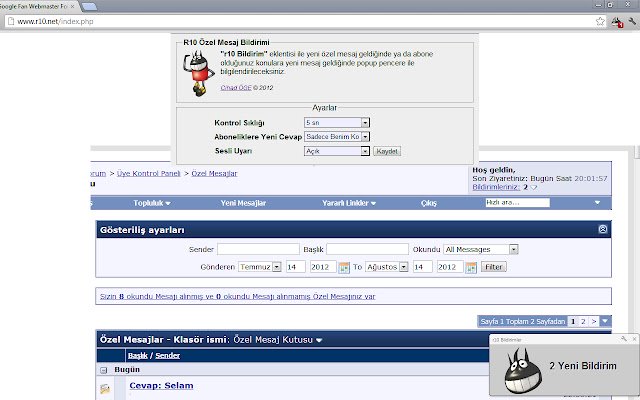 r10 Bildirimler  from Chrome web store to be run with OffiDocs Chromium online