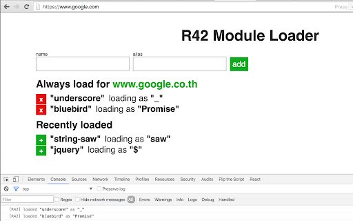 R42 Module Loader  from Chrome web store to be run with OffiDocs Chromium online