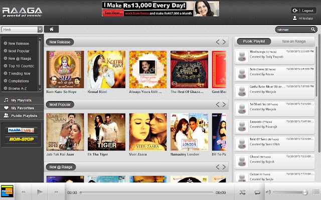 Raaga Hindi Tamil Telugu songs downloads  from Chrome web store to be run with OffiDocs Chromium online