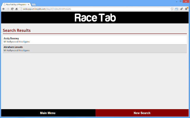 RaceTab Day of Entry da Chrome Web Store será executado com o OffiDocs Chromium online