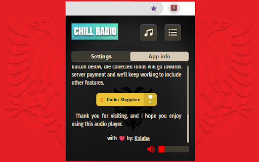 Radio Shqiptare  from Chrome web store to be run with OffiDocs Chromium online