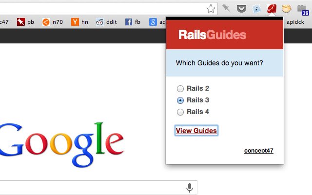 Rails 2/3 Guides เปลี่ยนเส้นทางจาก Chrome เว็บสโตร์เพื่อรันด้วย OffiDocs Chromium ออนไลน์