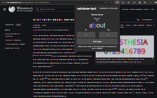 rainbow text  from Chrome web store to be run with OffiDocs Chromium online