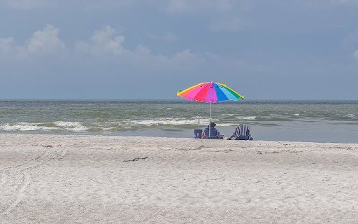 Rainbow umbrella on the beach  from Chrome web store to be run with OffiDocs Chromium online