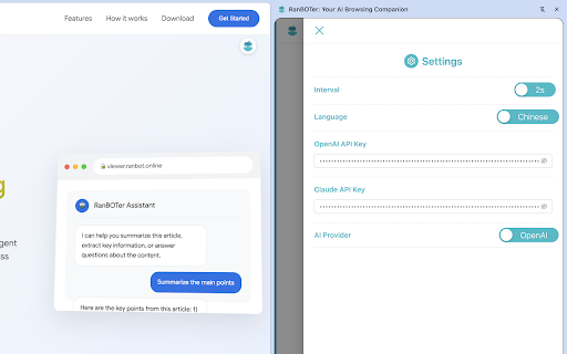 RanBOTer: Your AI Browsing Companion  from Chrome web store to be run with OffiDocs Chromium online