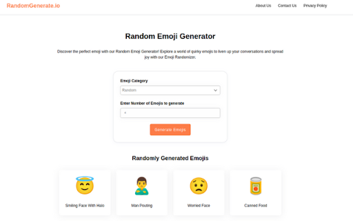 Random Emoji Generator from Chrome web store to be run with OffiDocs Chromium online Random Emoji Generator from Chrome web store to be run with OffiDocs Chromium online