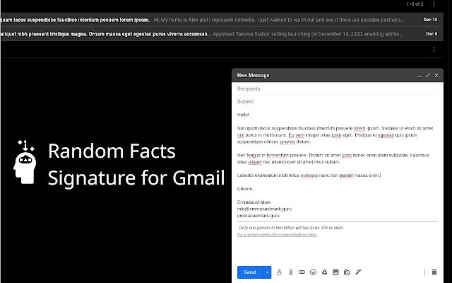 Random Fact Email de la boutique en ligne Chrome à exécuter avec OffiDocs Chromium en ligne