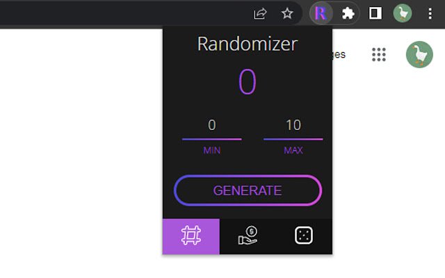 Randomizer Random Number, Coin Flip, Dice  from Chrome web store to be run with OffiDocs Chromium online