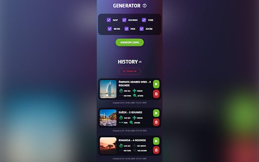 Random Party Generator Geoguessr  from Chrome web store to be run with OffiDocs Chromium online