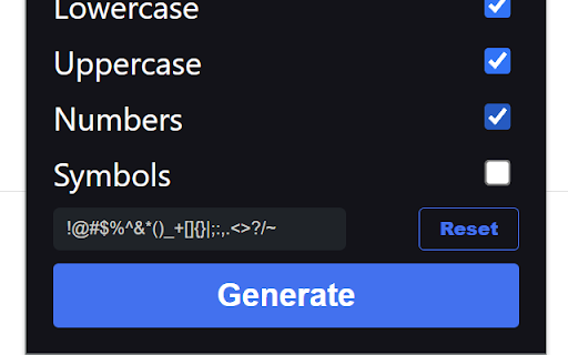 RandomPassGenerator  from Chrome web store to be run with OffiDocs Chromium online