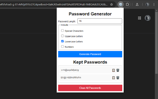Random Password Generator  from Chrome web store to be run with OffiDocs Chromium online