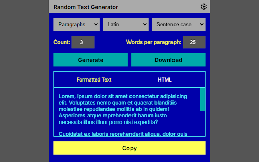 Random Text Generator  from Chrome web store to be run with OffiDocs Chromium online