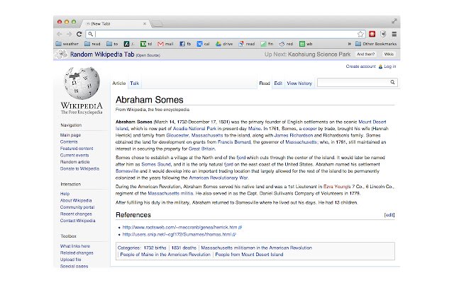 Random Wikipedia Tab  from Chrome web store to be run with OffiDocs Chromium online