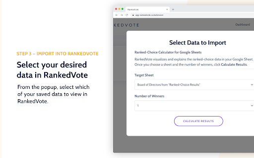 RankedVote for Google Sheets and CSVs  from Chrome web store to be run with OffiDocs Chromium online