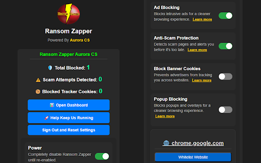 Ransom Zapper  from Chrome web store to be run with OffiDocs Chromium online