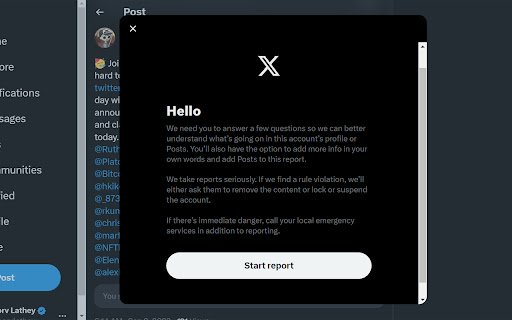 RapidReport for Twitter  from Chrome web store to be run with OffiDocs Chromium online