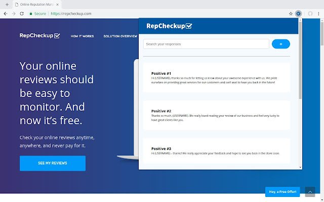 RapidResponse by RepCheckup da Chrome Web Store será executado com OffiDocs Chromium online