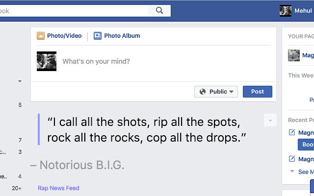 Rap News Feed for Facebook  from Chrome web store to be run with OffiDocs Chromium online