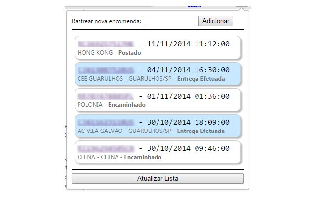 Rastreador Correios  from Chrome web store to be run with OffiDocs Chromium online