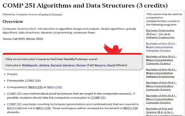 RateMyProfs Mcgill ze sklepu internetowego Chrome do uruchomienia z OffiDocs Chromium online