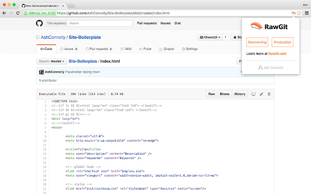 RawGit for Github  from Chrome web store to be run with OffiDocs Chromium online